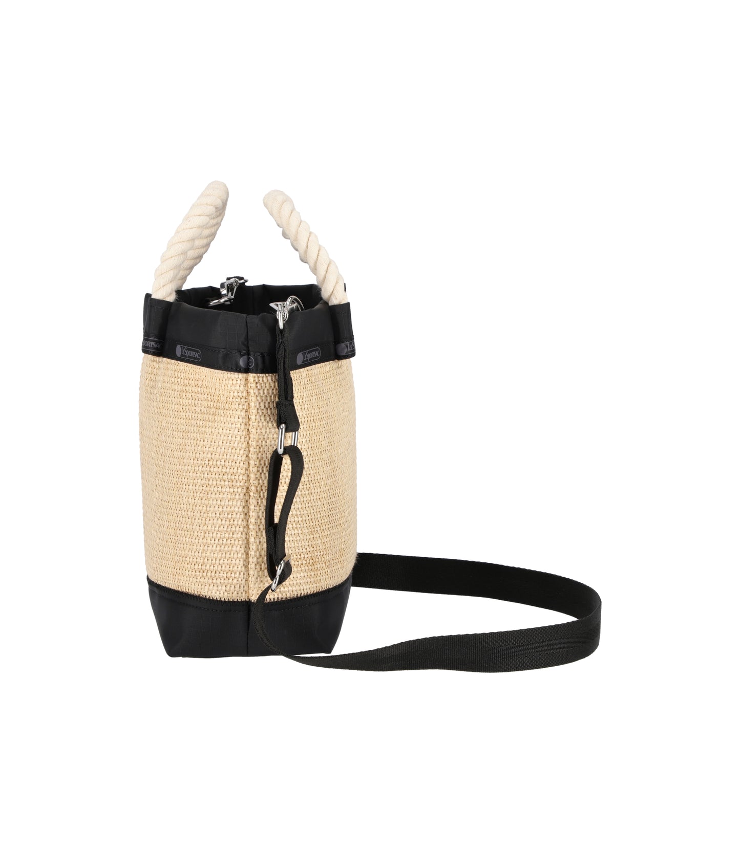 Top Handle Crossbody<br>Black Raffia
