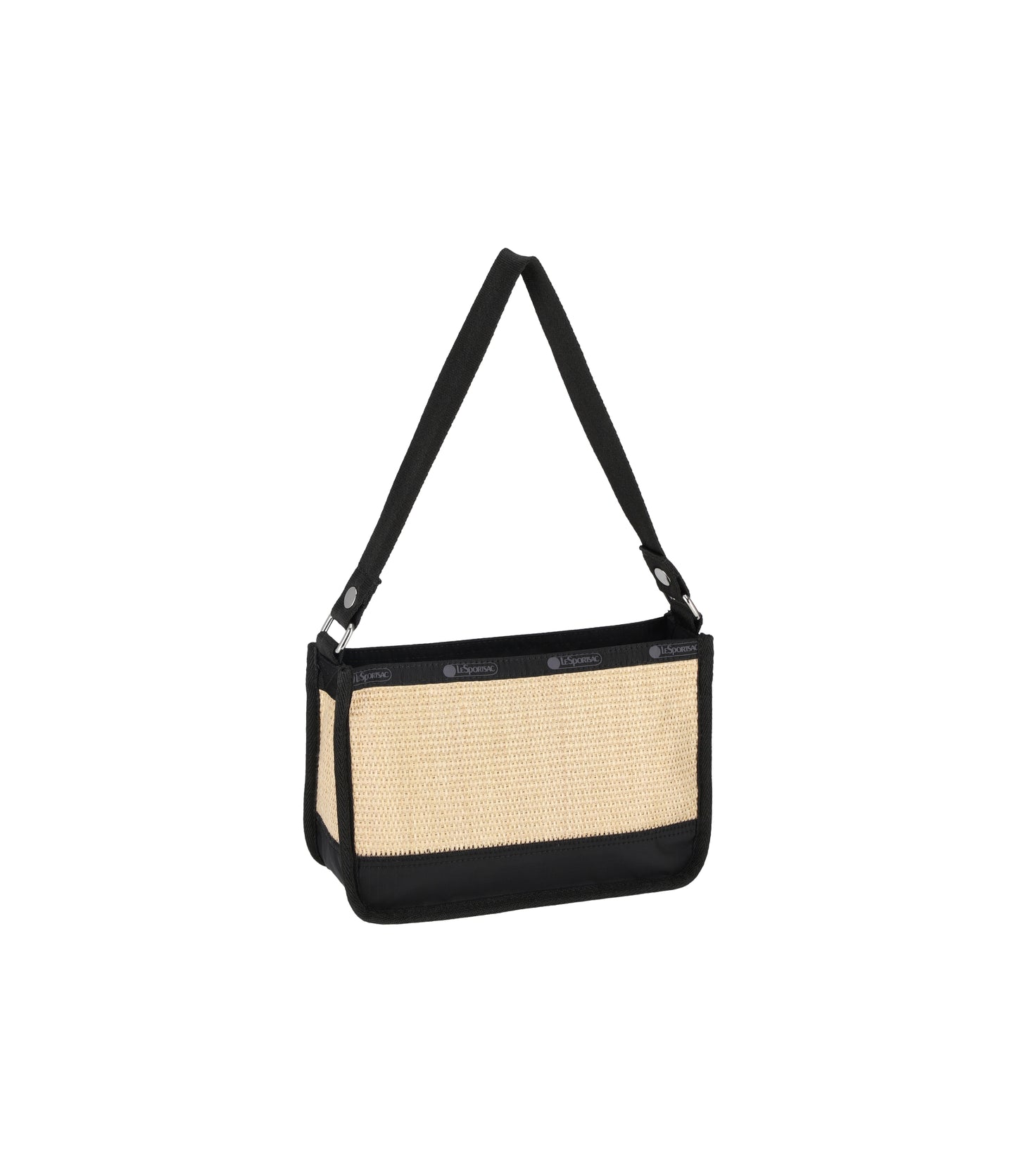Small Zip Shoulder<br>Black Raffia