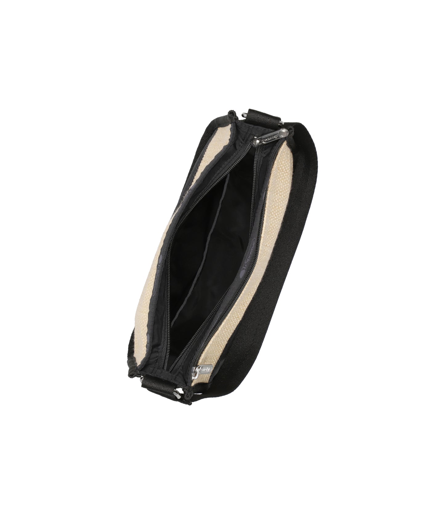 Small Zip Shoulder<br>Black Raffia