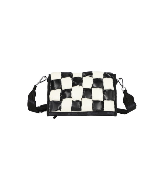 Convertible Woven Clutch<br>Black/ Pearl Shine