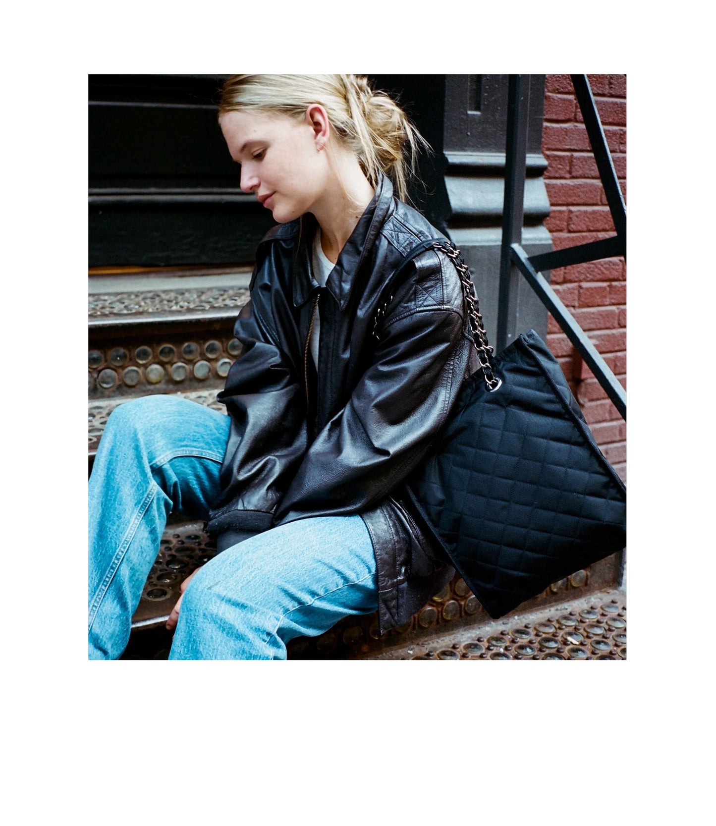 Chain North/South Tote<br>Onyx Chain Quilt