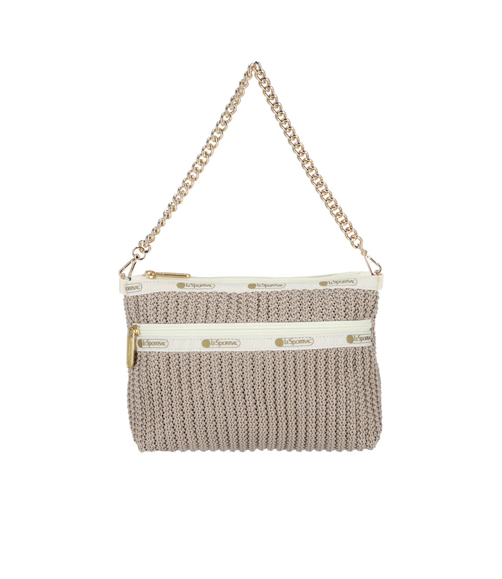 Chain Crochet Clutch<br>Beige Crochet