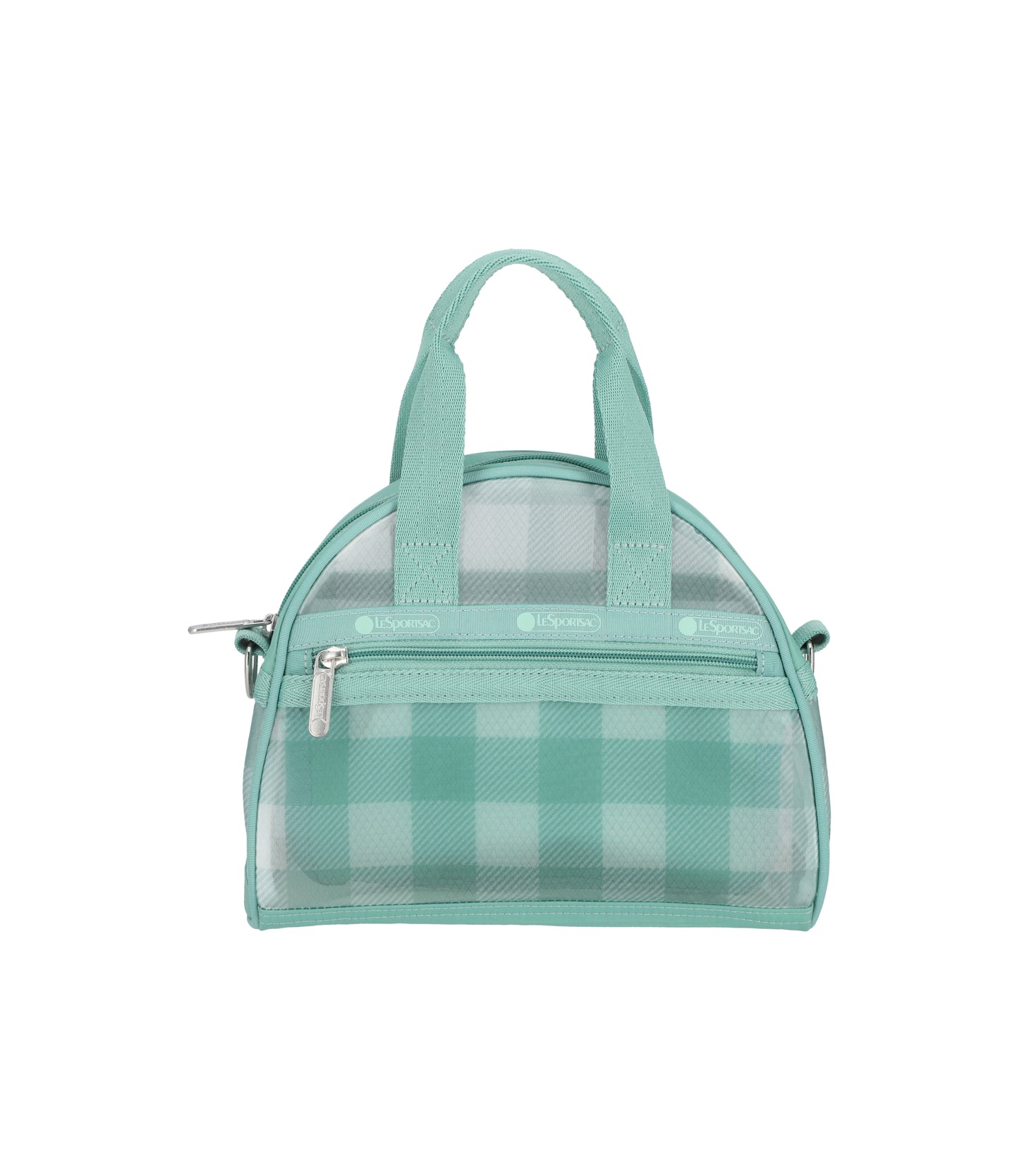 Sheer Round Small Satchel<br>Green Field Gingham Sheer