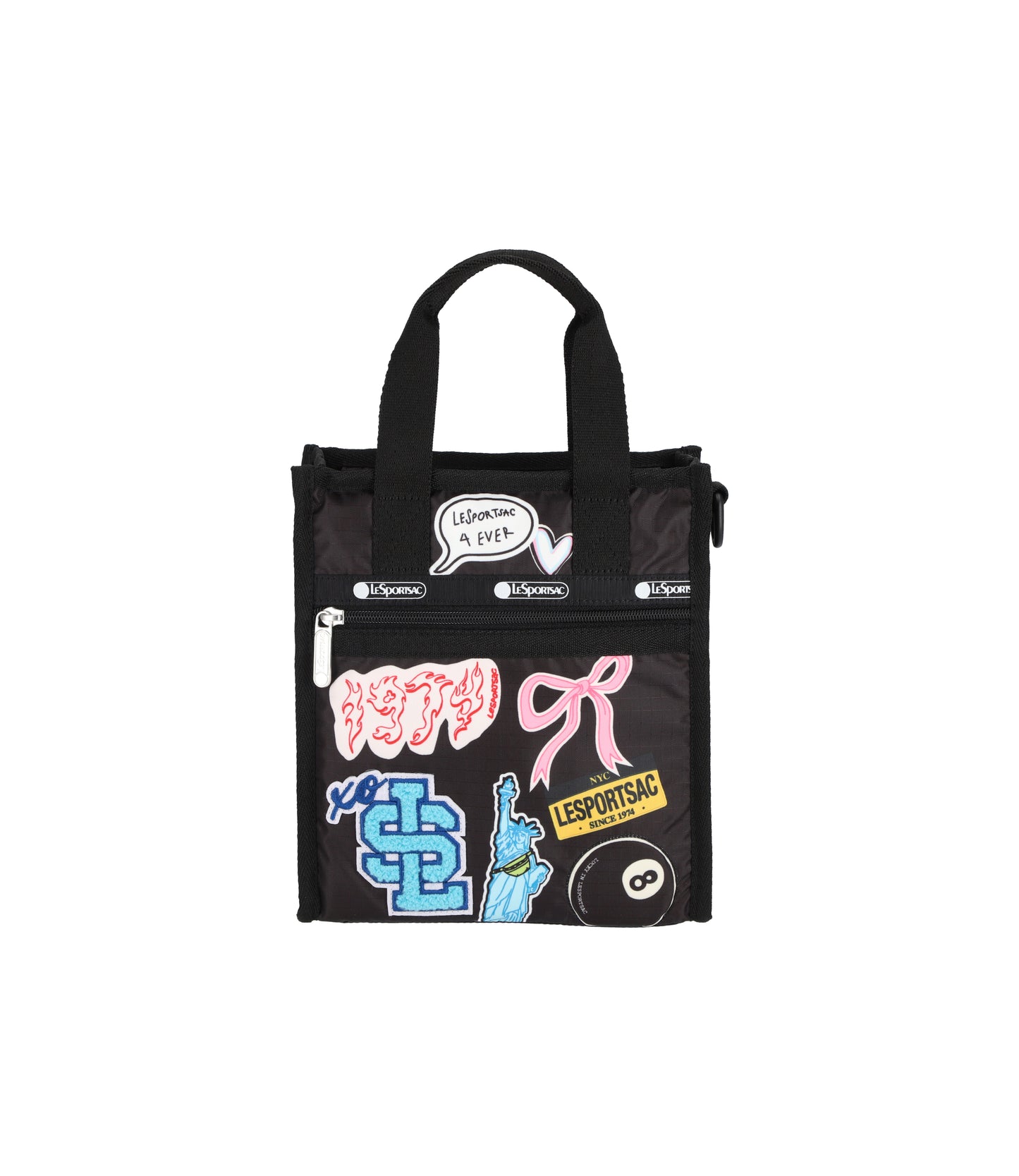 PW Mini North/South Tote<br>Black Sticker Patchwork