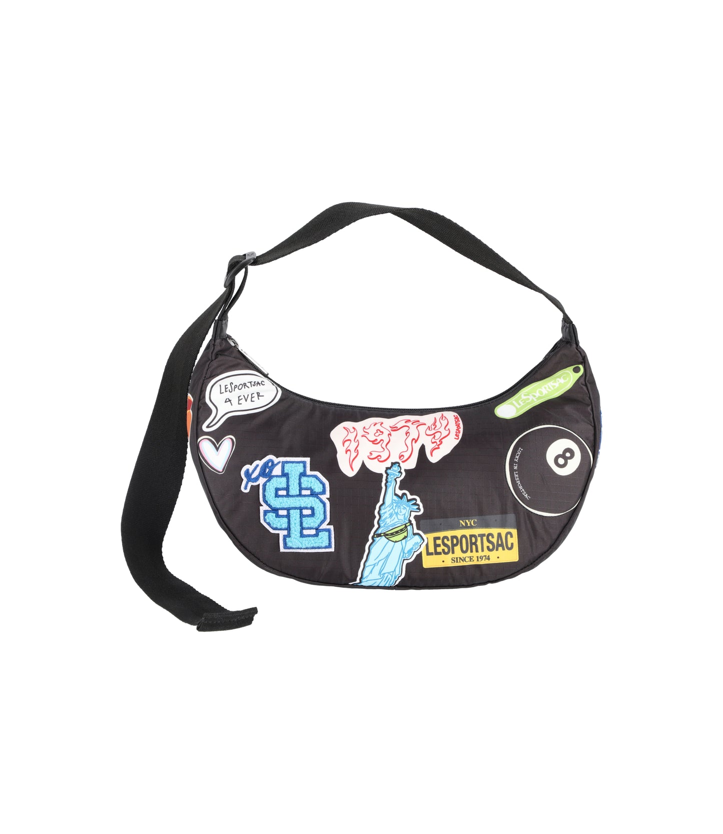 PW Small Hobo<br>Black Sticker Patchwork