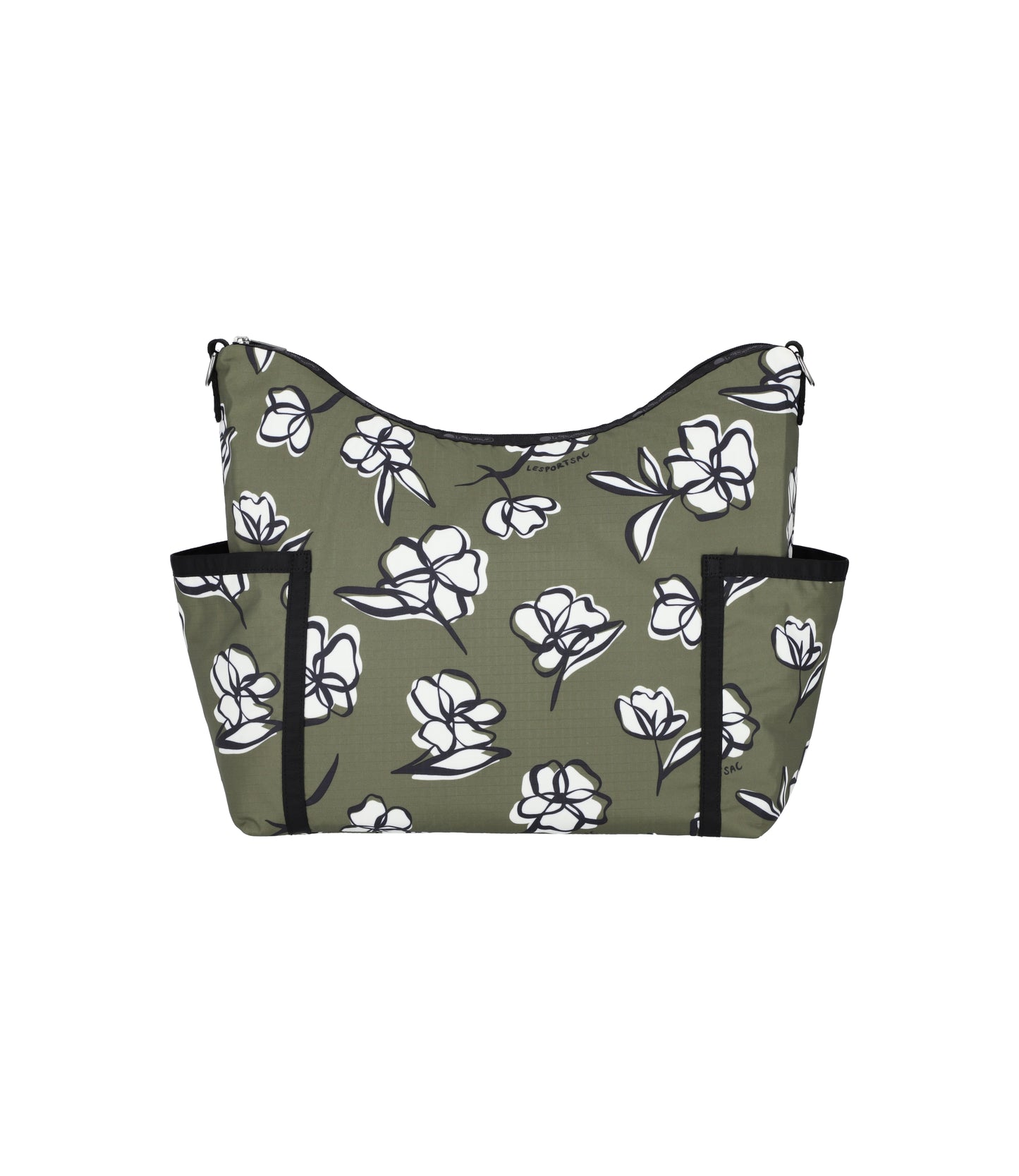 Zip Bucket Shoulder<br>Olive Floral Silhouette