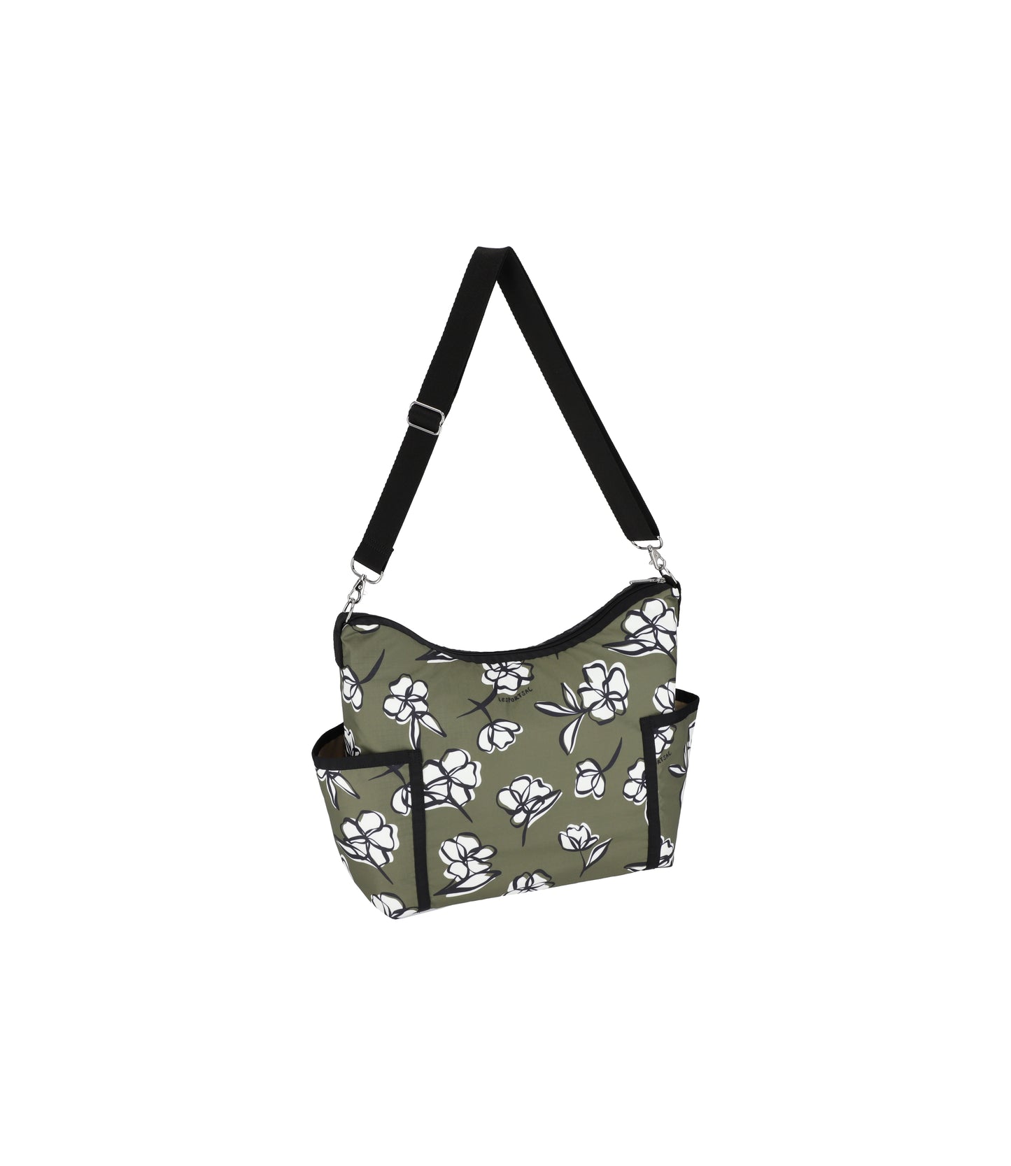 Zip Bucket Shoulder<br>Olive Floral Silhouette