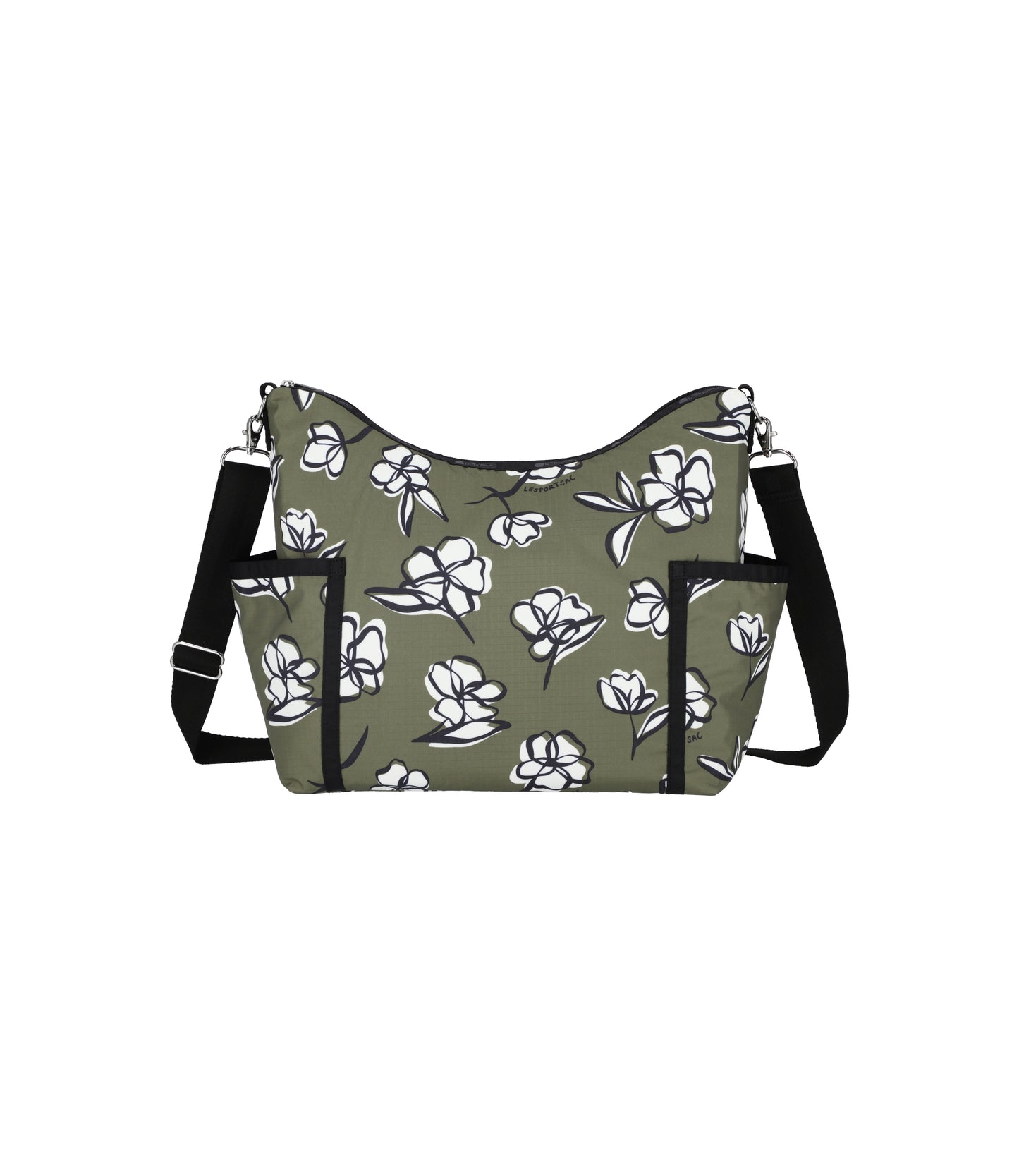 Zip Bucket Shoulder<br>Olive Floral Silhouette