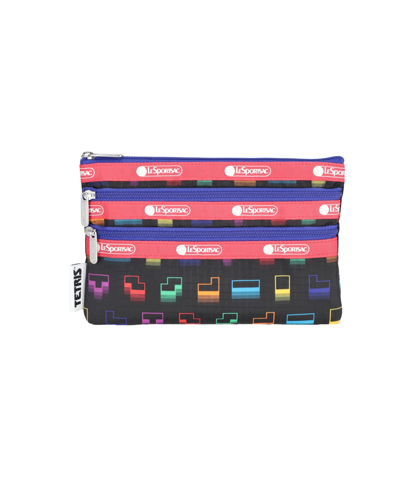 3-Zip Cosmetic<br>Tetris Falling Blocks/Pink