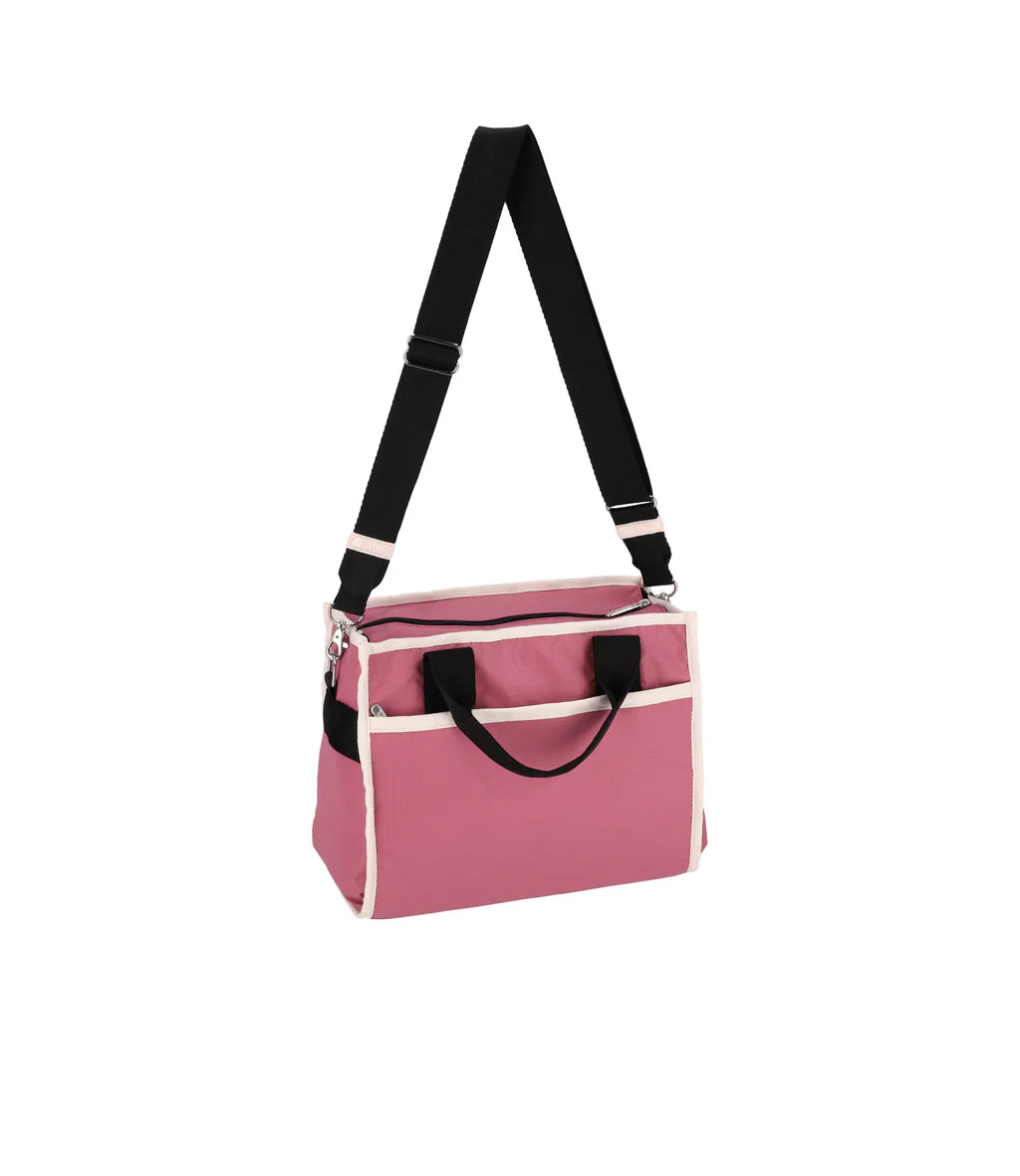 Large East/West Top Handle Tote<br>Mauve/Peach Blush/ Black