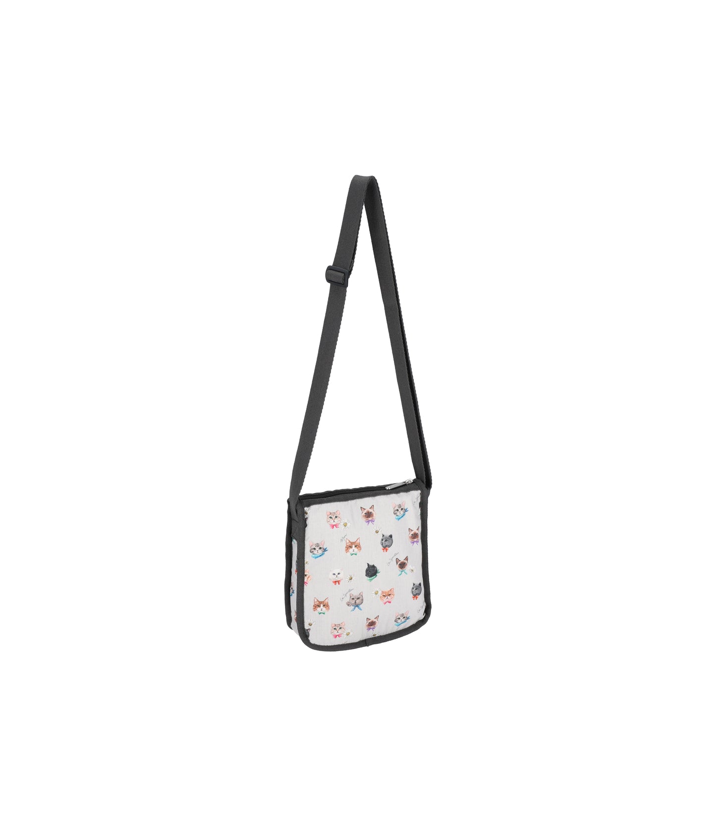 Medium 3 Zip Crossbody<br>Playful Cats Cool Gray