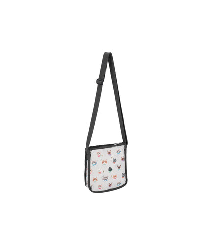 Medium 3 Zip Crossbody<br>Playful Cats Cool Gray