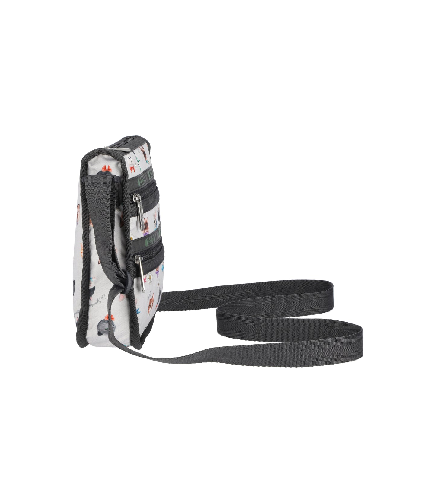 Medium 3 Zip Crossbody<br>Playful Cats Cool Gray