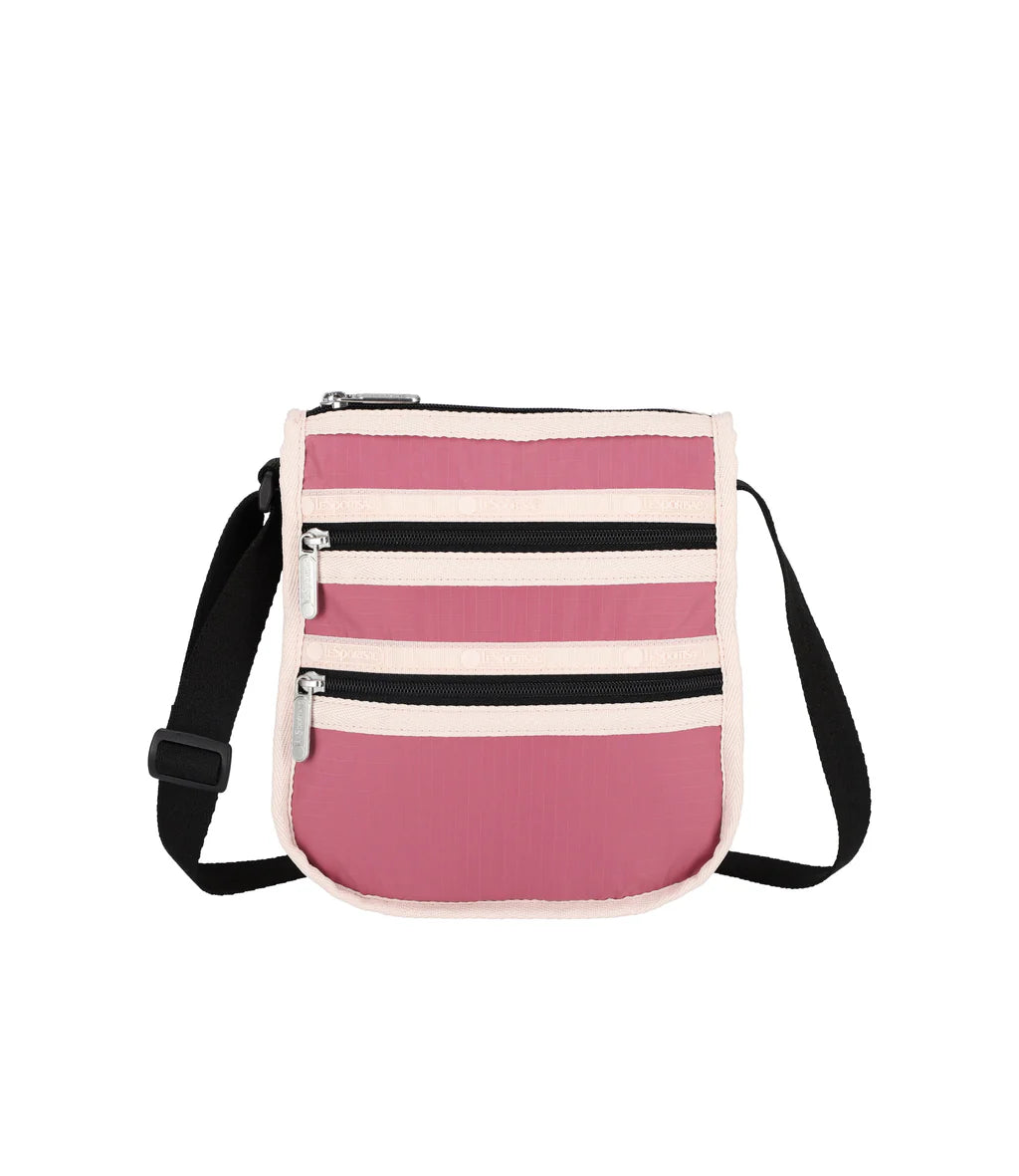 Medium 3 Zip Crossbody<br>Mauve/Peach Blush/ Black