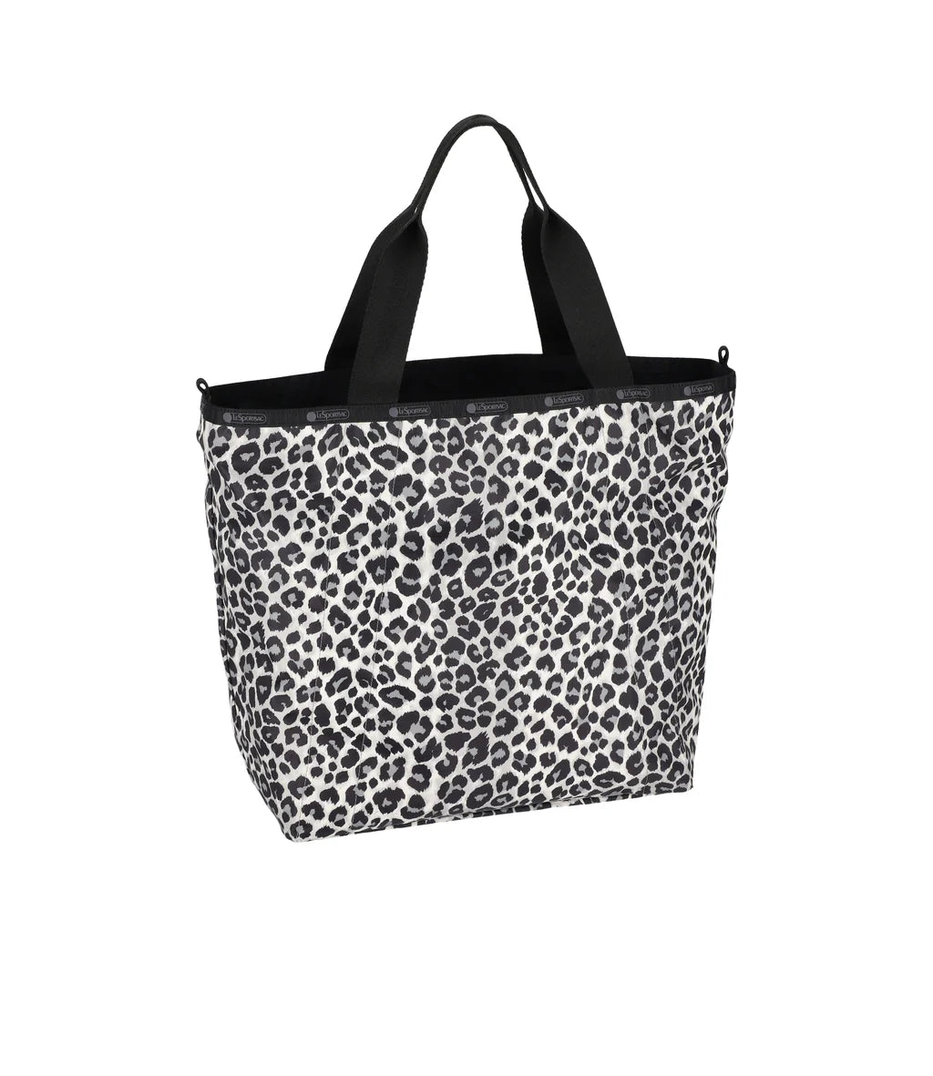 Large Reversible Pocket Tote<br>2 Way Neutral Leopard/Black