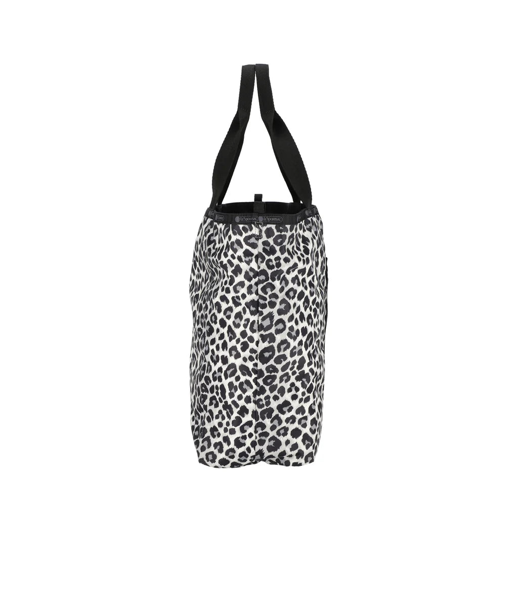 Large Reversible Pocket Tote<br>2 Way Neutral Leopard/Black