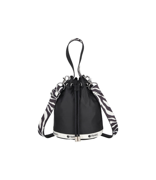 Drawstring Bucket Xbody<br>Noir Zebra