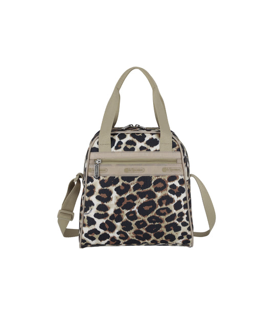 North/South Mini Satchel<br>Flaxen Leopard