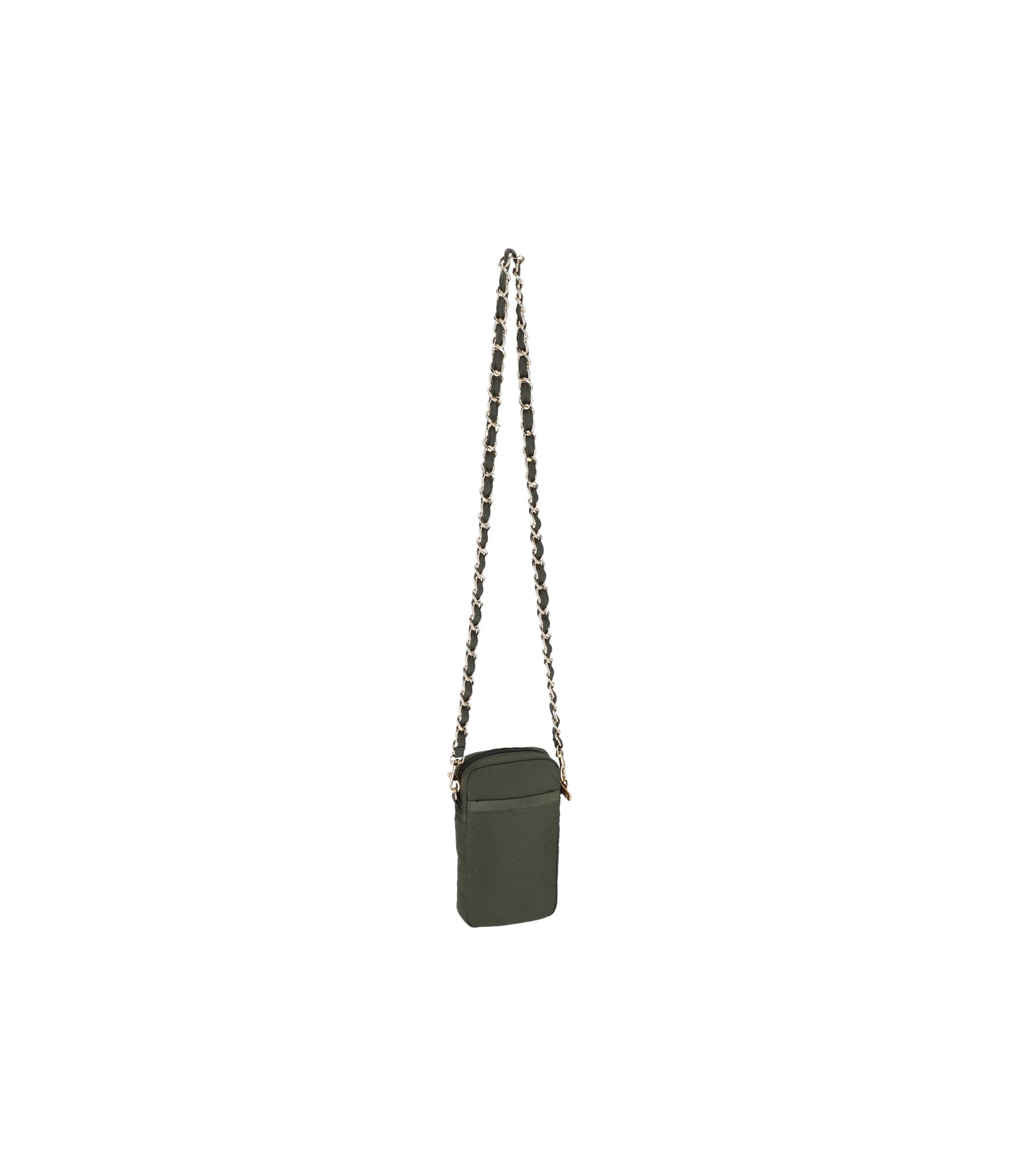 Chain Mini Phone Crossbody<br>Dark Olive Chain Quilt