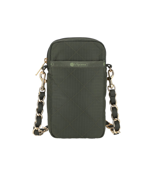 Chain Mini Phone Crossbody<br>Dark Olive Chain Quilt