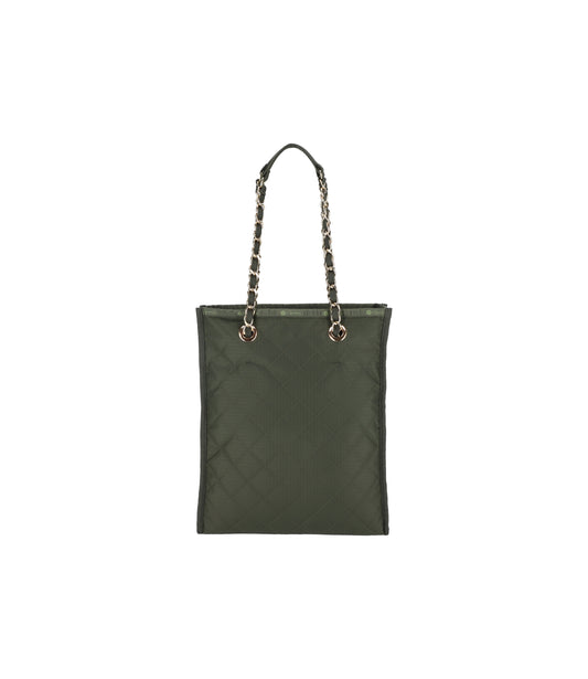 Chain North/South Tote<br>Dark Olive Chain Quilt