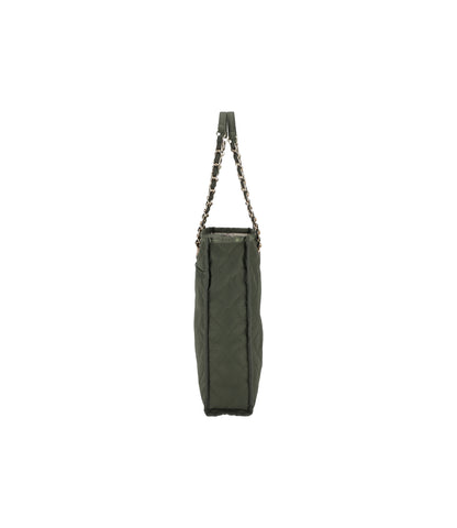 Chain North/South Tote<br>Dark Olive Chain Quilt