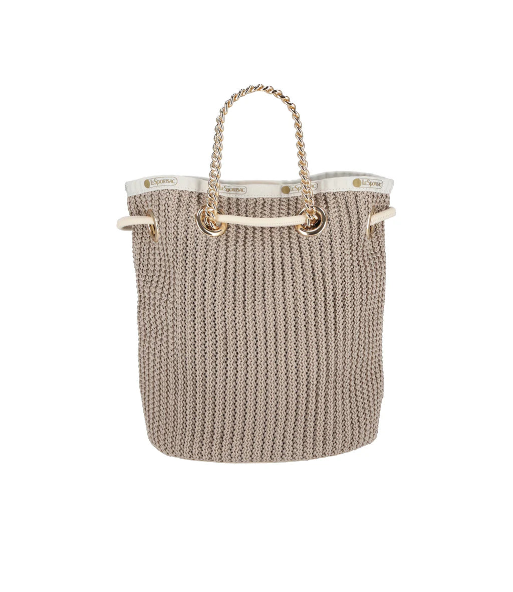 Chain Crochet Small Bucket<br>Beige Crochet