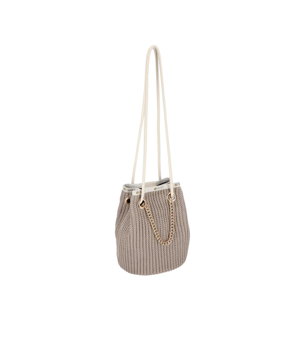 Chain Crochet Small Bucket<br>Beige Crochet
