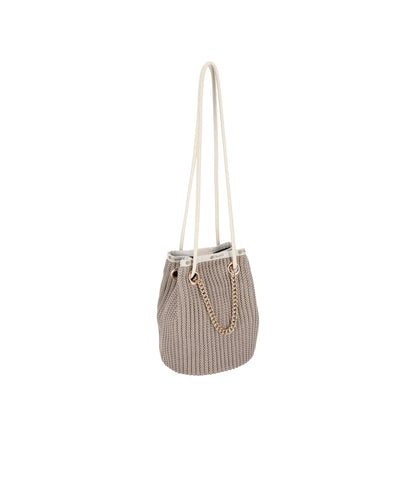 Chain Crochet Small Bucket<br>Beige Crochet