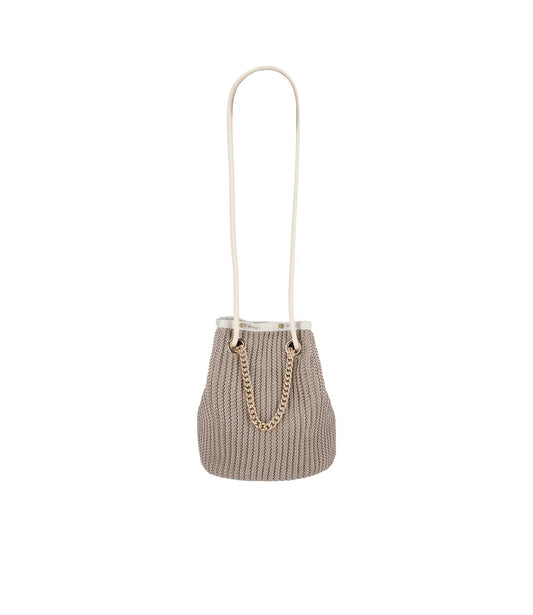 Chain Crochet Small Bucket<br>Beige Crochet