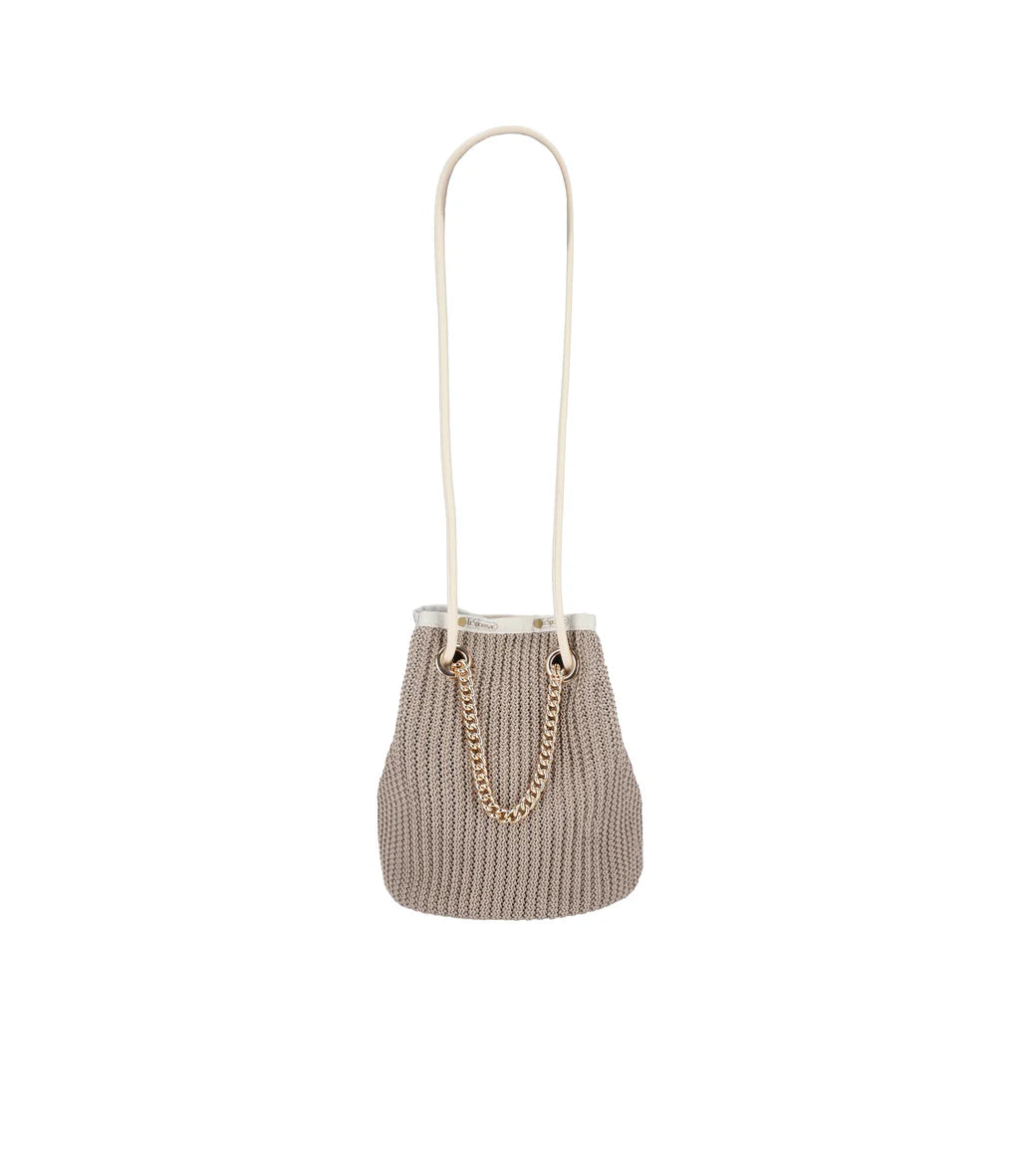 Chain Crochet Small Bucket<br>Beige Crochet