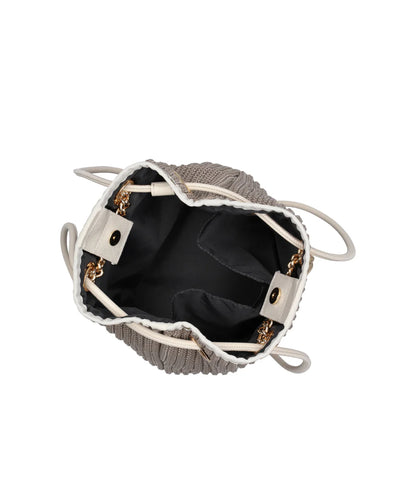 Chain Crochet Small Bucket<br>Beige Crochet
