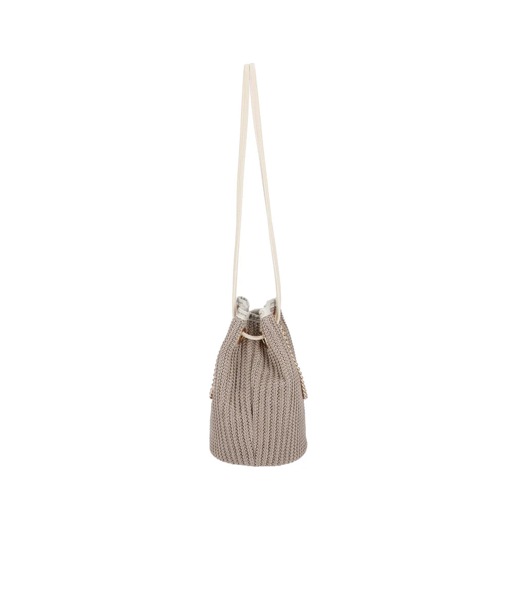 Chain Crochet Small Bucket<br>Beige Crochet