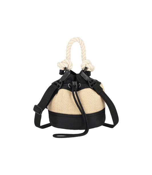 Raffia Mini Bucket<br>Black Raffia