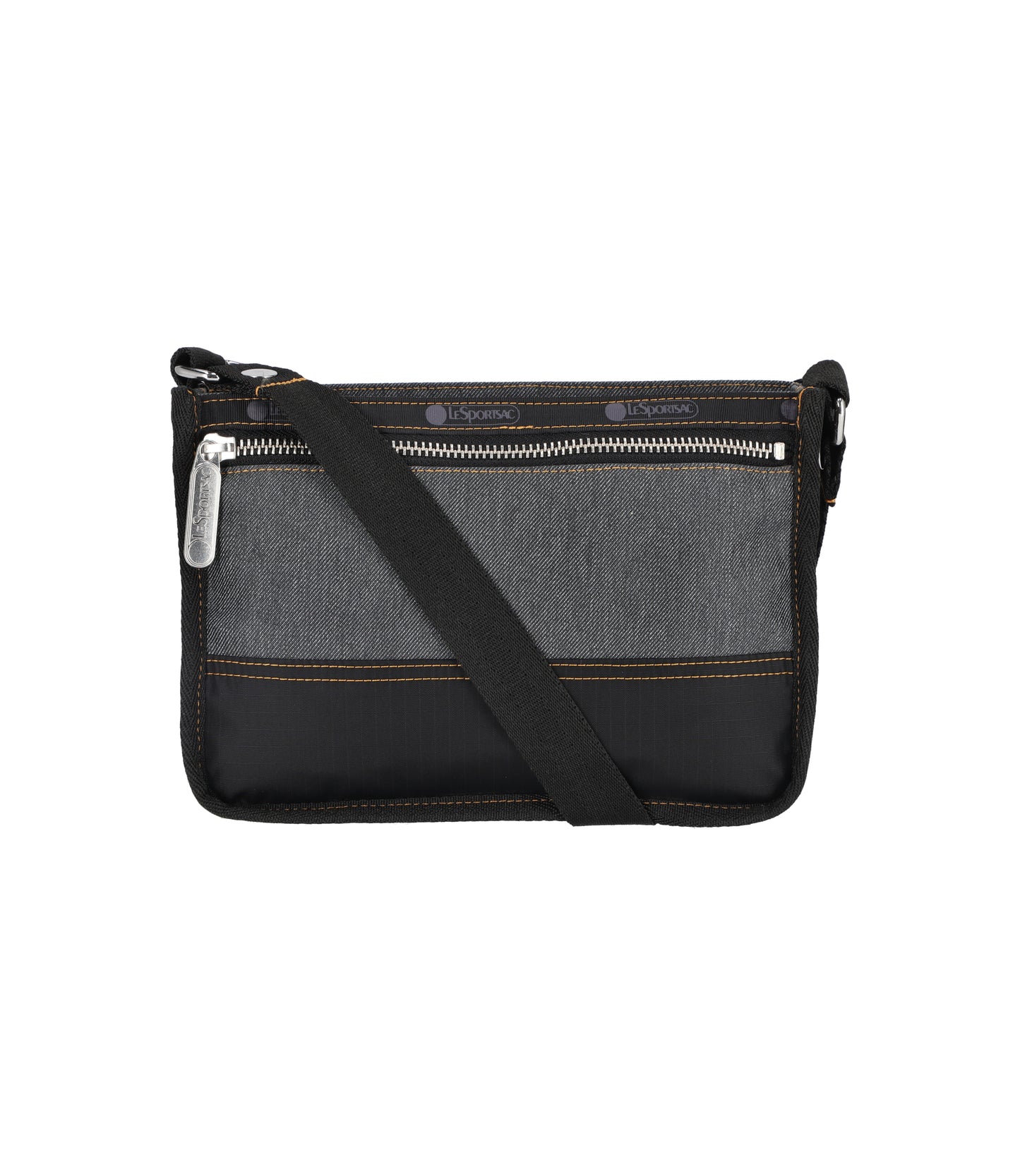 Small Zip Shoulder Bag<br>Black Denim