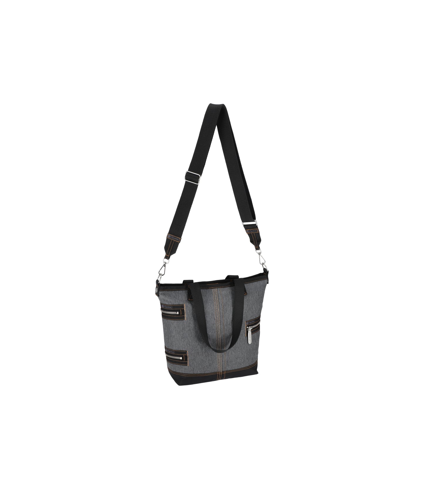 Denim Three Zip Tote<br>Black Denim