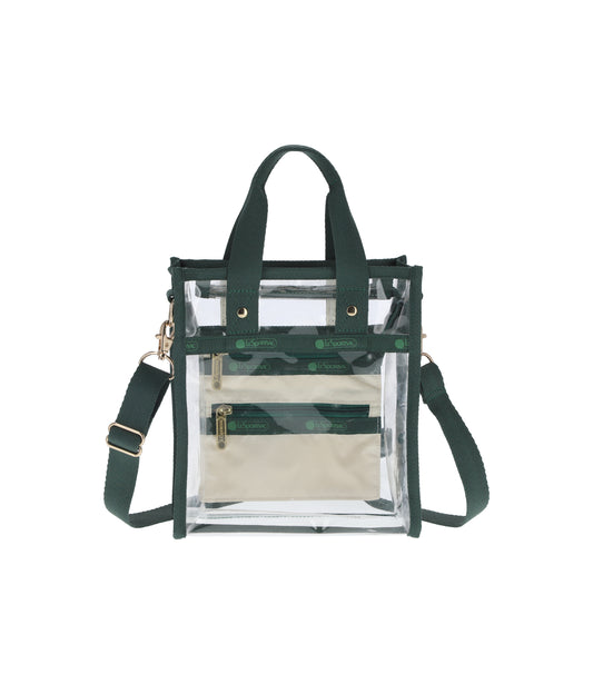 Clear Mini North/South Tote<br>Clear/ Green