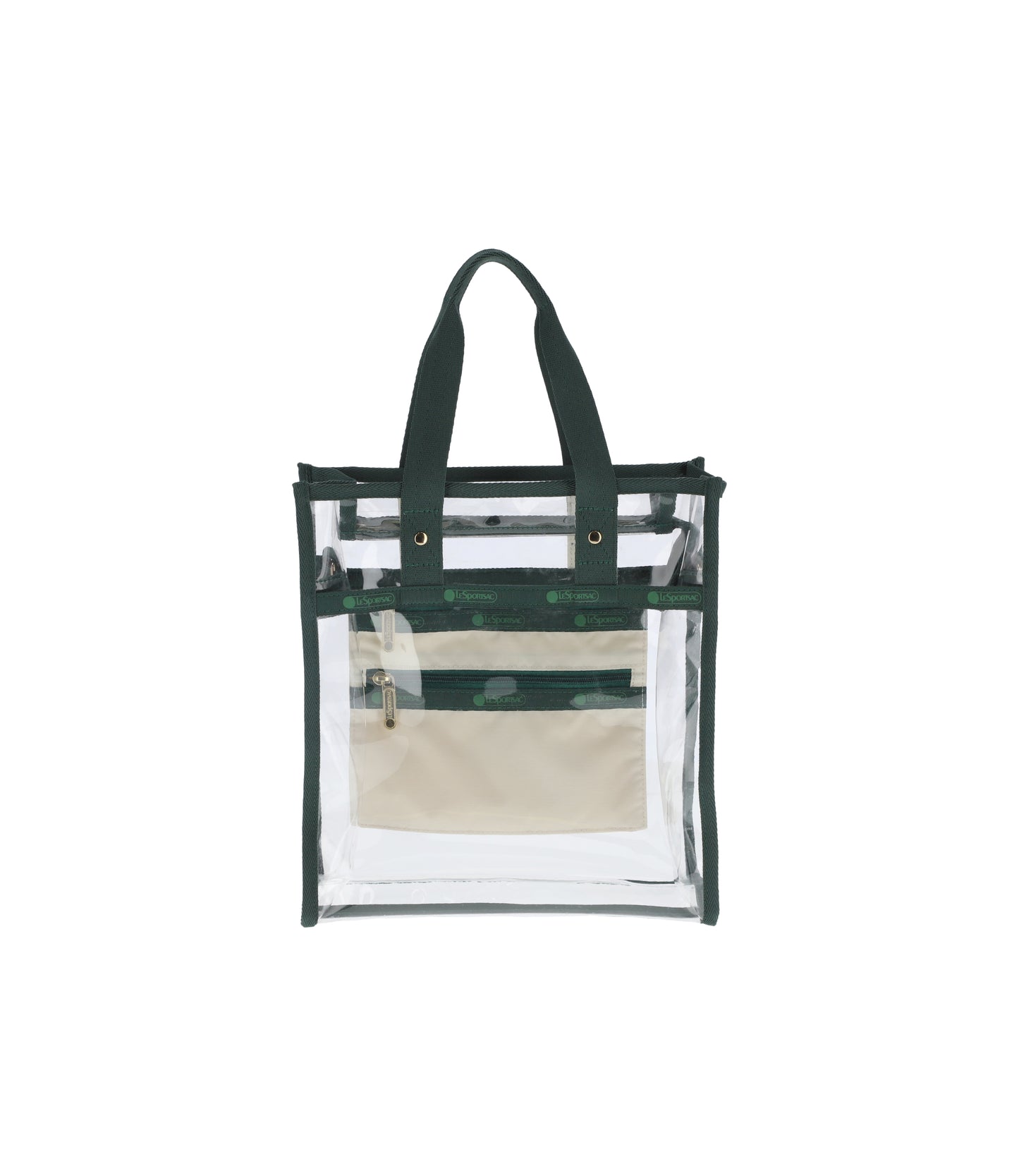 Clear Small North/South Tote<br>Clear/ Green