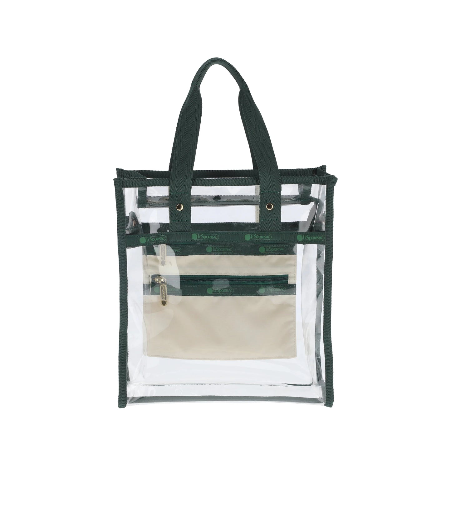 Clear Small North/South Tote<br>Clear/ Green