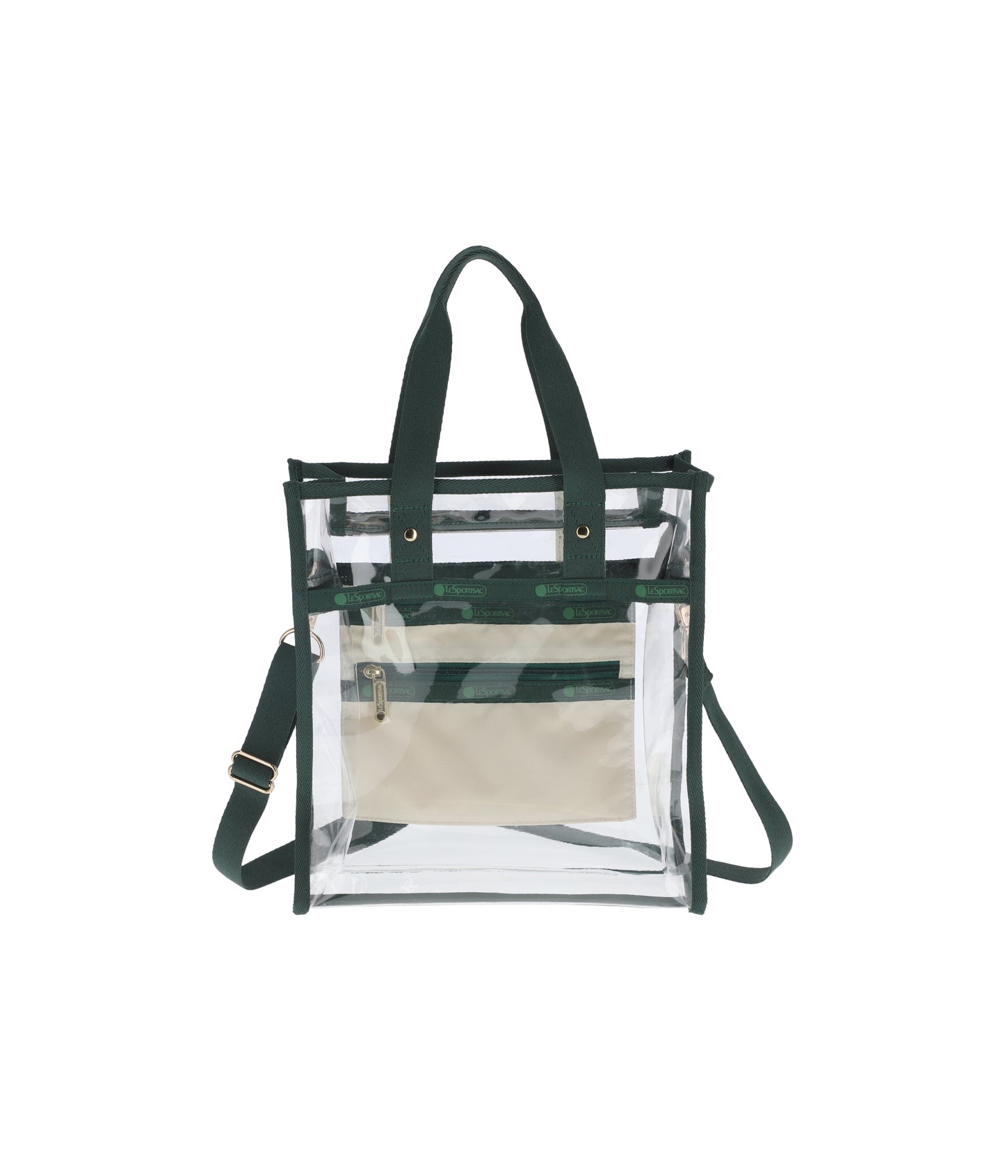 Clear Small North/South Tote<br>Clear/ Green