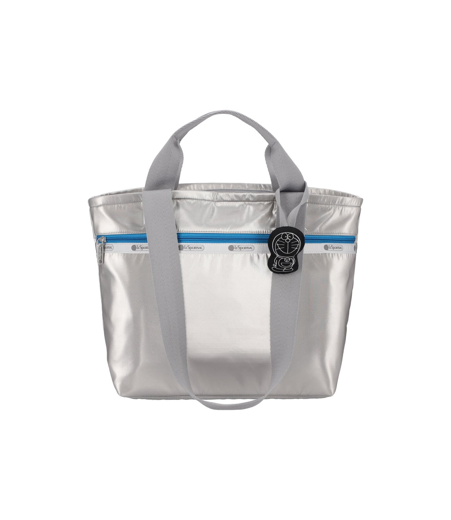 Two Handle Zip Tote<br>Doraemon Silver Shine
