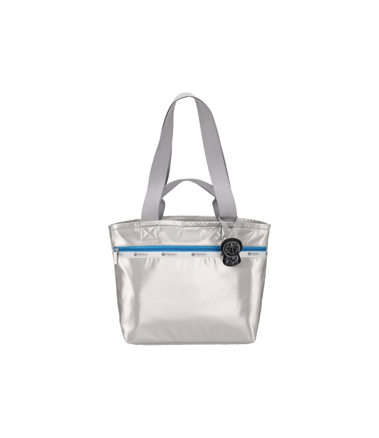 Two Handle Zip Tote<br>Doraemon Silver Shine