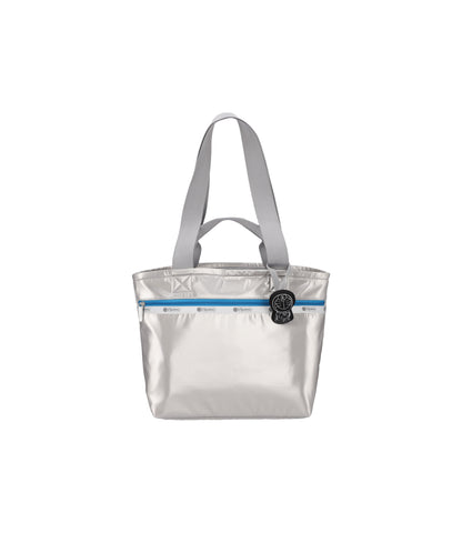 Two Handle Zip Tote<br>Doraemon Silver Shine