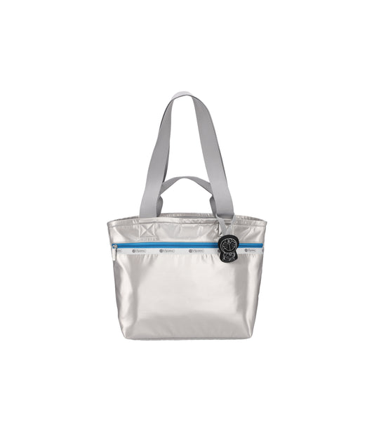 Two Handle Zip Tote<br>Doraemon Silver Shine