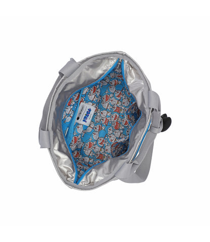 Two Handle Zip Tote<br>Doraemon Silver Shine