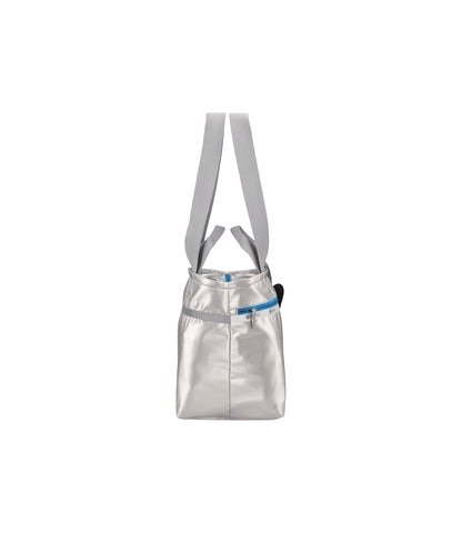 Two Handle Zip Tote<br>Doraemon Silver Shine