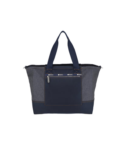 Denim East/West Tote<br>Medium Denim Wash