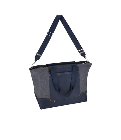 Denim East/West Tote<br>Medium Denim Wash