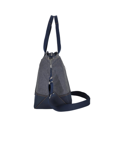 Denim East/West Tote<br>Medium Denim Wash