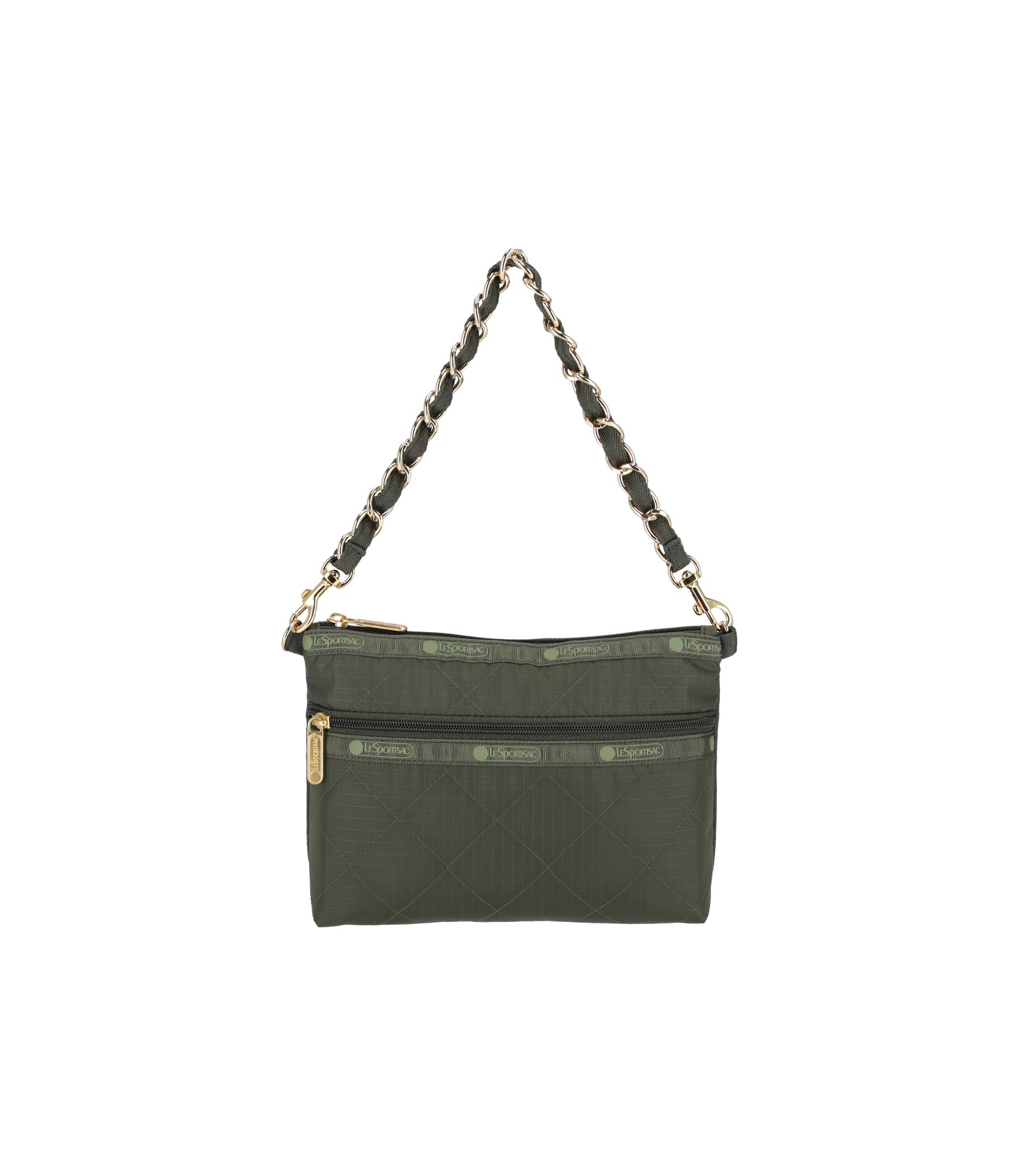 Chain Cosmetic Clutch<br>Dark Olive Chain Quilt